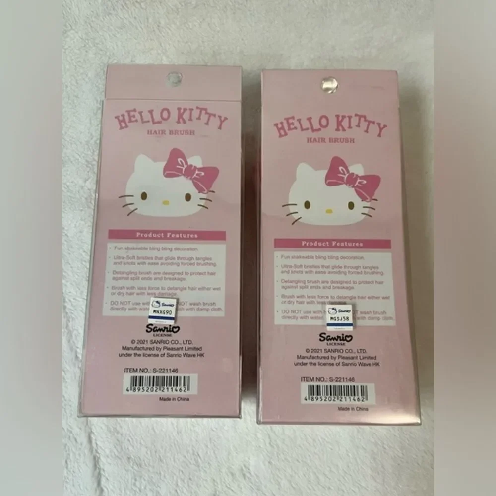 2 Sets Sanrio Hello Kitty Graphic Glitter Hair Brush Heart Shape‎